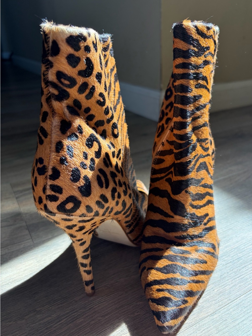 Steve Madden Tiger-Print Ankle Boots in Orange and Black - Picture 6 of 9